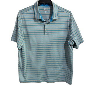 Slazenger Golf Men's Blue and Gray Striped Golf Polo - XXL